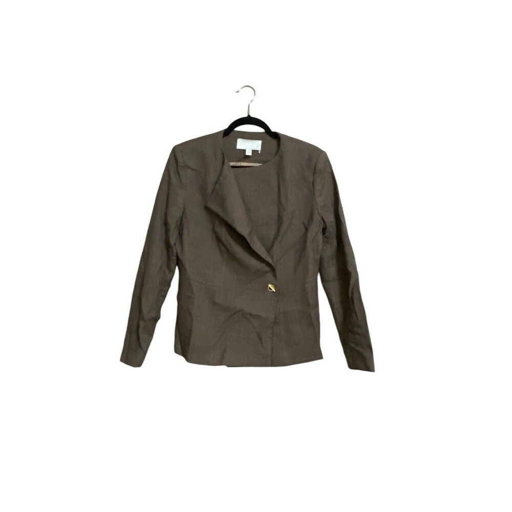 Hugo Boss Brown Houndstooth Wool Blend Blazer 10 Gold Toggle Dark Academia